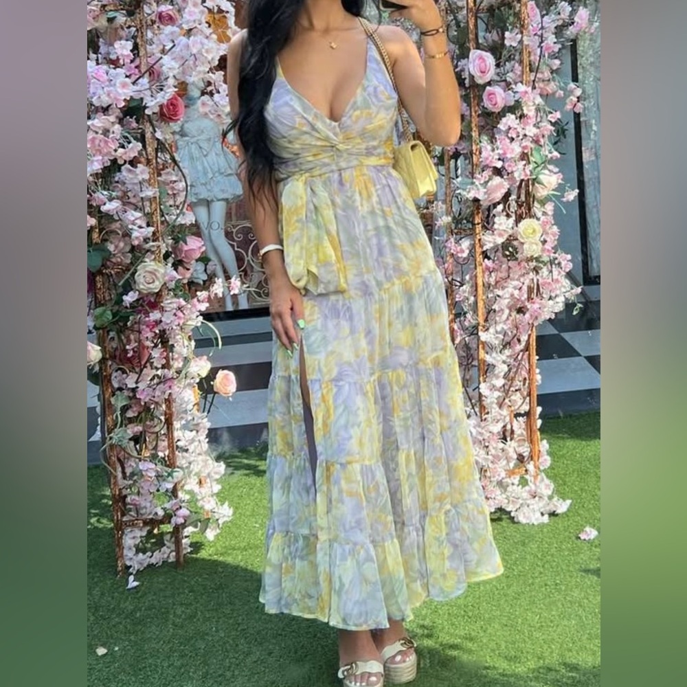 Astr the label -  Yellow and Purple Maxi Dress